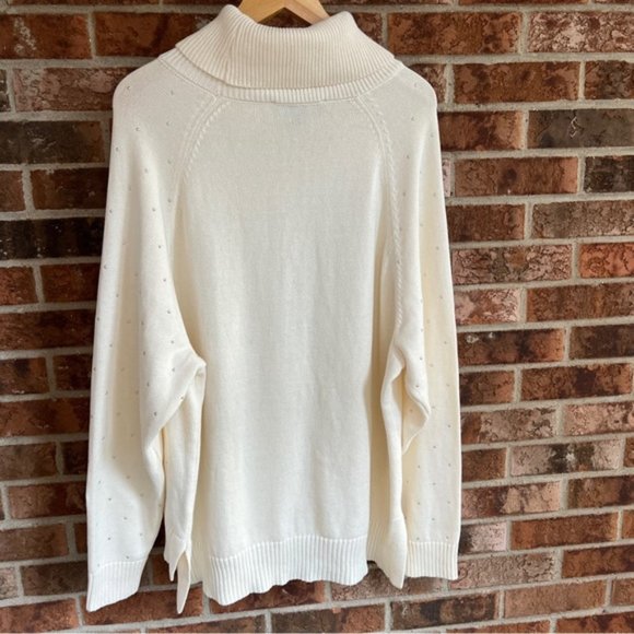 DKNY  * Studded 100% Cotton Turtleneck Jumper Sweater  EUC Size XL - Picture 3 of 14